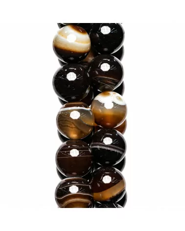 Agata Marrone Striata Tondo Liscio 18mm Scuro-AGATA MARRONE | Worldofjewel.com