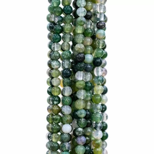 Indian Moss Agate Λείο Στρογγυλό 03mm 80cm Σύρμα 5 Κολιέ