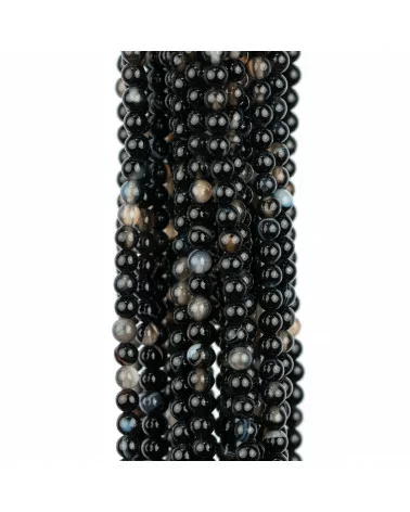 Agata Nera Striata Tondo Liscio 3mm-AGATA NERA STRIATA | Worldofjewel.com