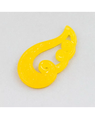 Componente Di Giada Burma Inciso Piastra 2pz 27x50mm Giallo-COMPONENTI DI GIADA BURMA | Worldofjewel.com