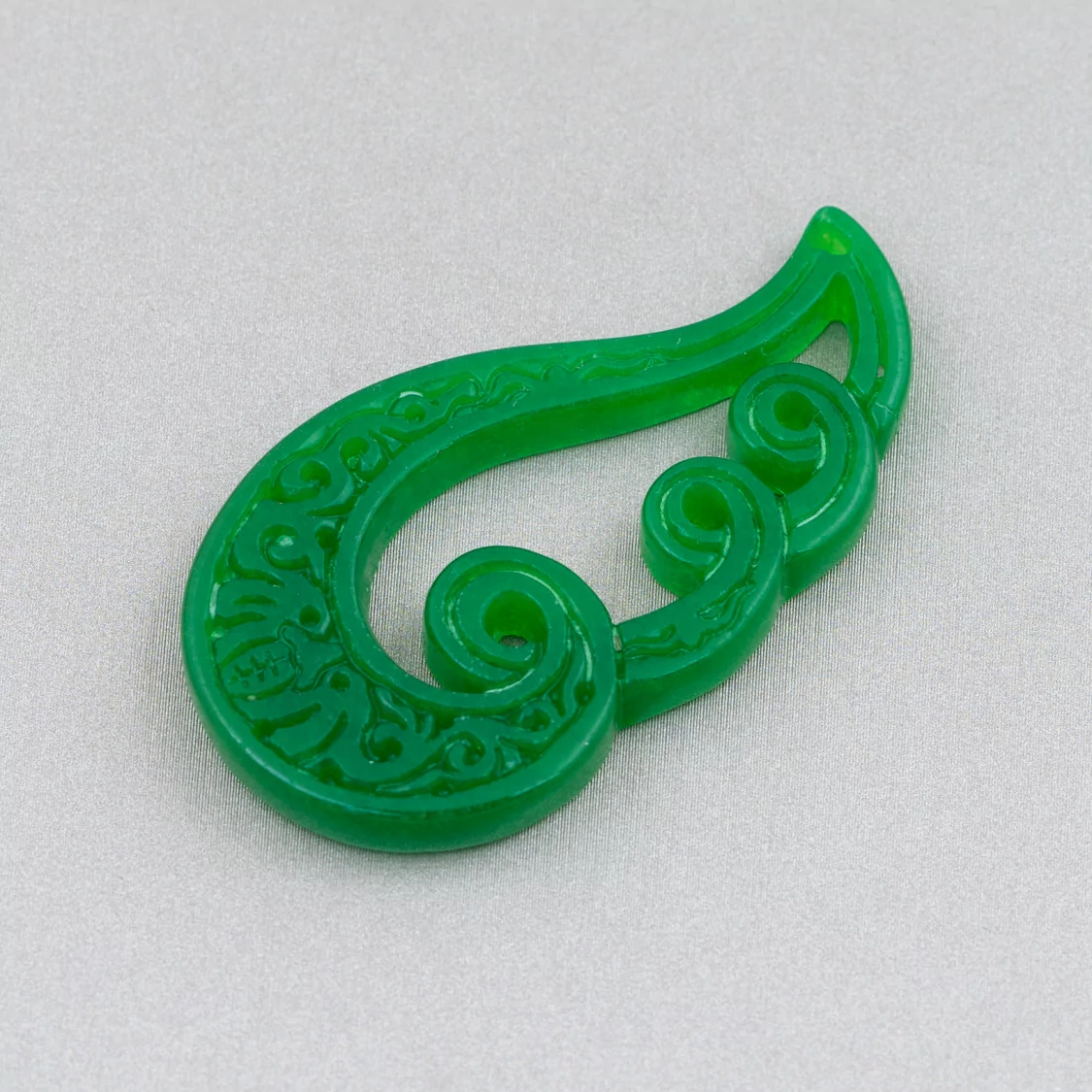 Componente Di Giada Burma Inciso Piastra 2pz 27x50mm Verde-COMPONENTI DI GIADA BURMA | Worldofjewel.com