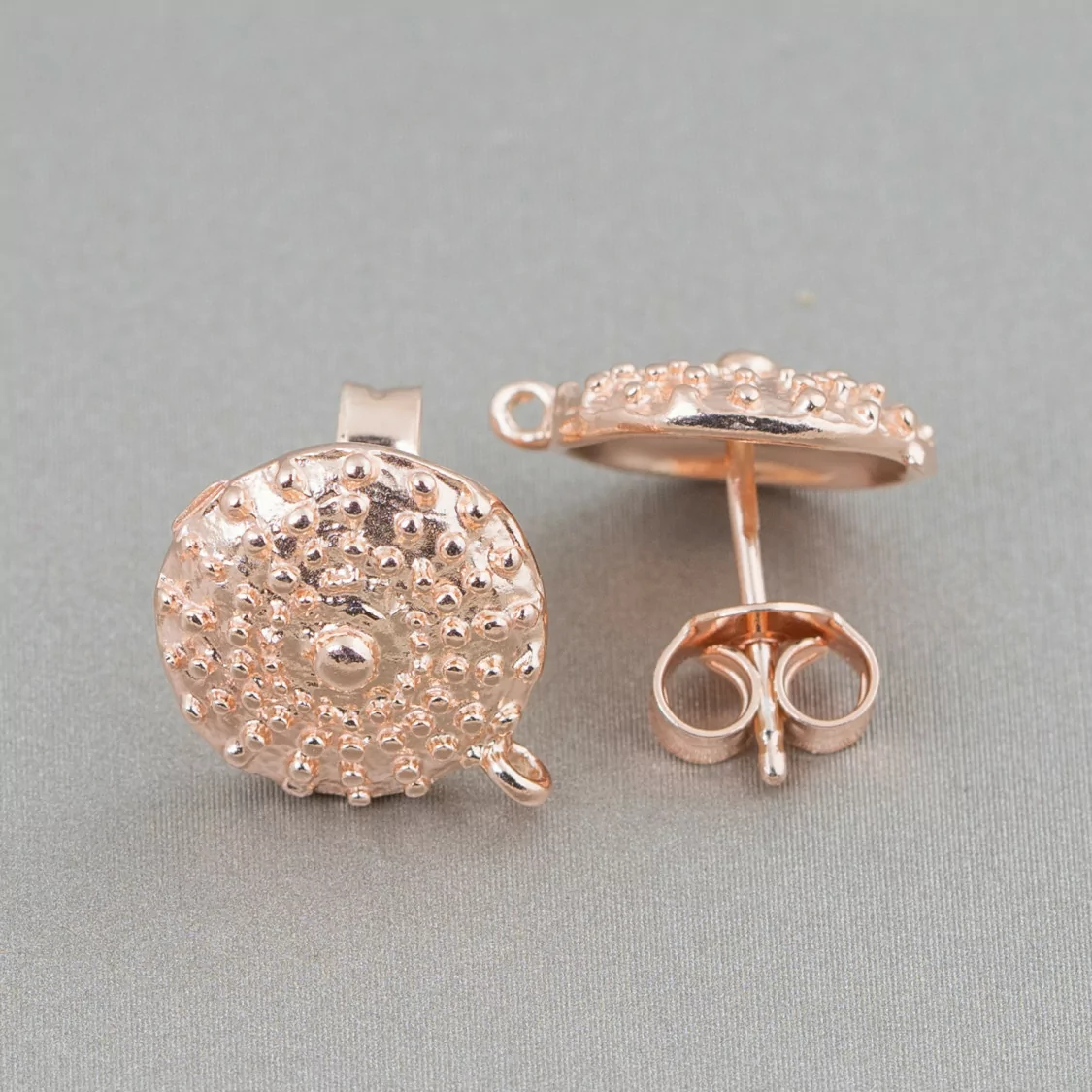 Base Per Orecchini Di Argento 925 Perno Scudo 12mm 2 Paia Oro Rosa-BASI DI ARGENTO 925 | Worldofjewel.com