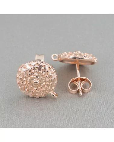 Base Per Orecchini Di Argento 925 Perno Scudo 12mm 2 Paia Oro Rosa-BASI DI ARGENTO 925 | Worldofjewel.com