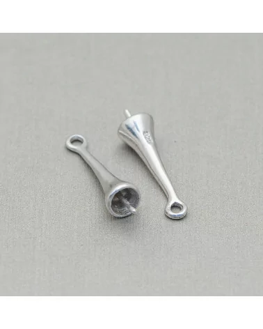 Base Per Pendente Di Argento 925 Cono Con Anellino 4x18mm 10pz Rodiato-BASI PER PENDENTI | Worldofjewel.com