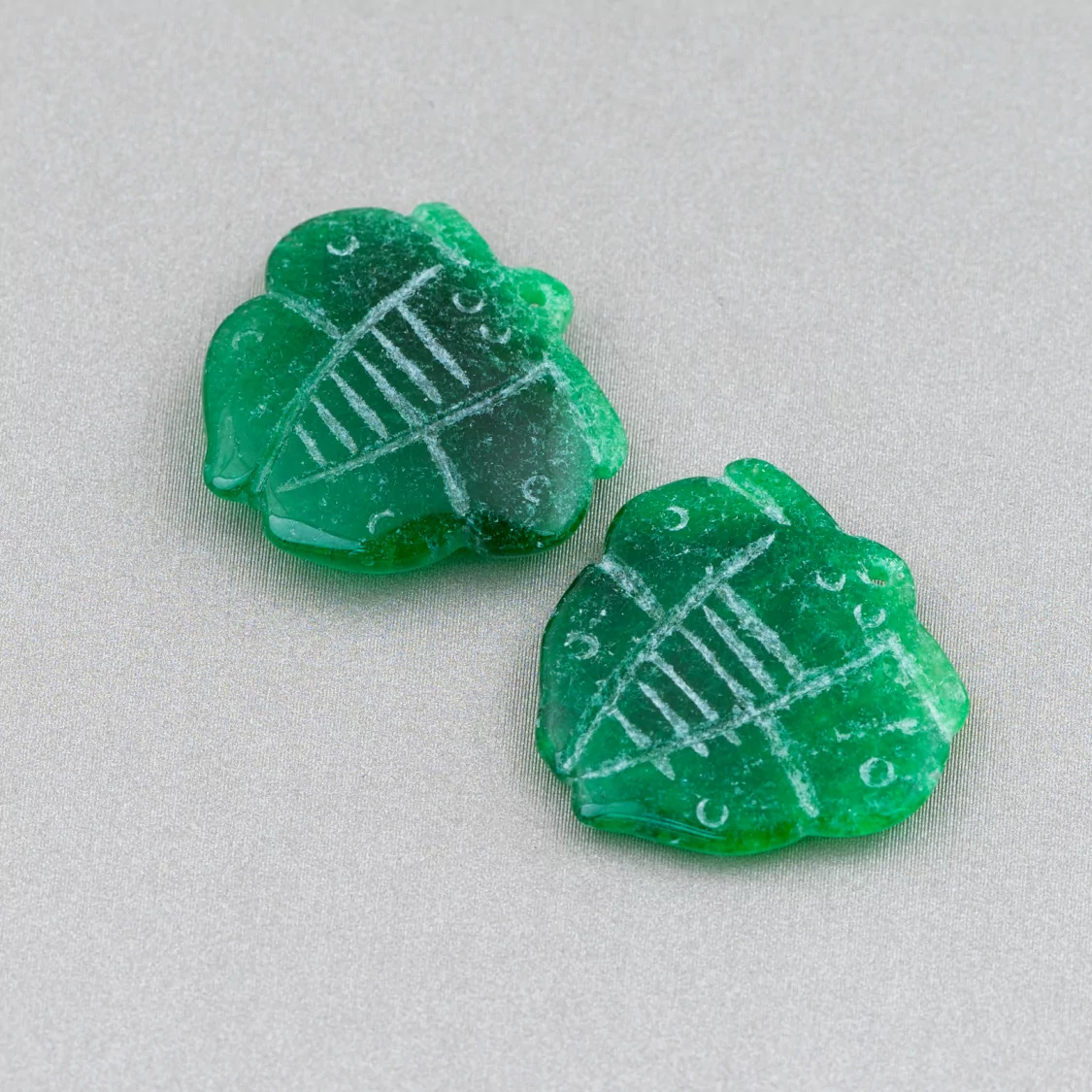 Componente Di Giada Burma Inciso Piastra 2pz Farfalla 20-22mm Verde-COMPONENTI DI GIADA BURMA | Worldofjewel.com