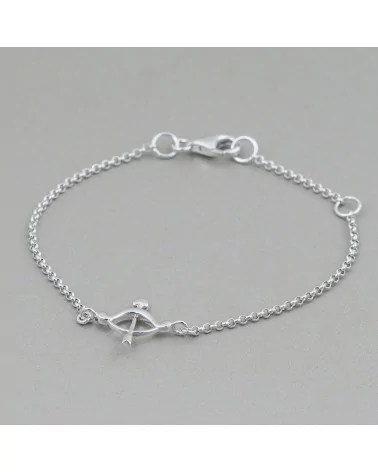 Bracciale Di Argento 925 Design Italy Con Centale Arco E Freccia Lunghezza 19cm-16,5cm Rodiato-BRACCIALI DI ARGENTO 925 | Worldofjewel.com