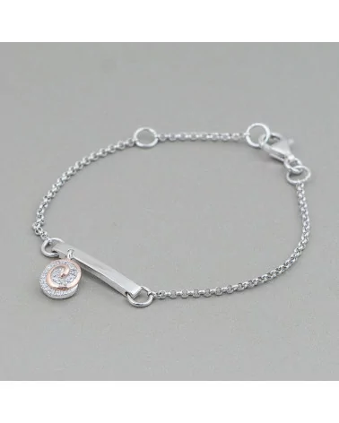 Bracciale Di Argento 925 Design Italy Con Centale Chiocciola Lunghezza 19cm-16,5cm Rodiato-BRACCIALI DI ARGENTO 925 | Worldofjewel.com