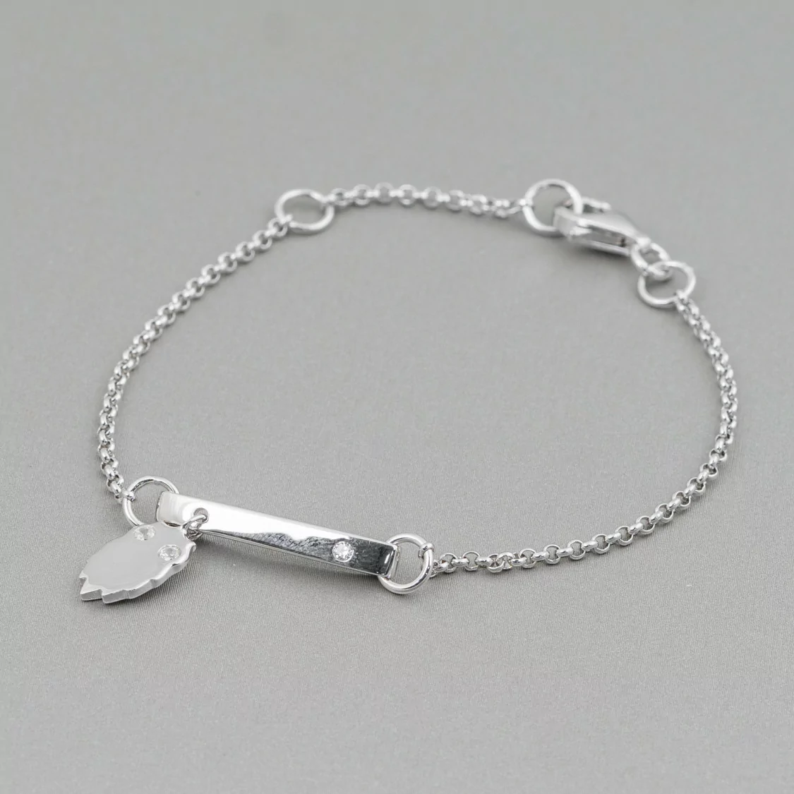 Bracciale Di Argento 925 Design Italy Con Centale Fantasmino Lunghezza 19cm-16,5cm Rodiato-BRACCIALI DI ARGENTO 925 | Worldofjewel.com