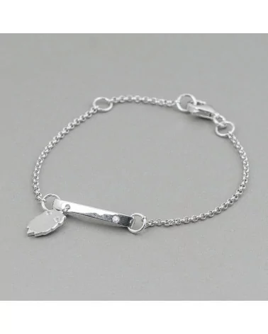 Bracciale Di Argento 925 Design Italy Con Centale Fantasmino Lunghezza 19cm-16,5cm Rodiato-BRACCIALI DI ARGENTO 925 | Worldofjewel.com