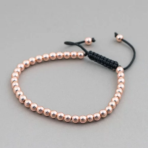 Bracciale Di Ematite Con Chiusura Sali-Scendi Oro Rosa