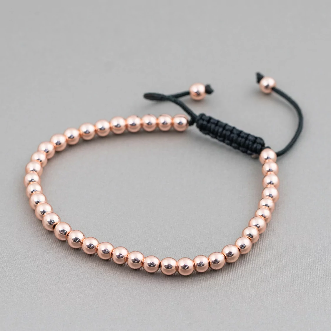 Bracciale Di Ematite Con Chiusura Sali-Scendi Oro Rosa-BRACCIALI DI PIETRE DURE | Worldofjewel.com