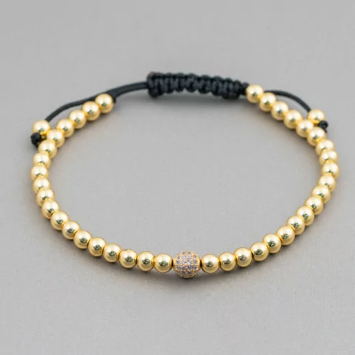 Hematite and Zircon Bracelet with Up-Down Clasp 1pc Golden White