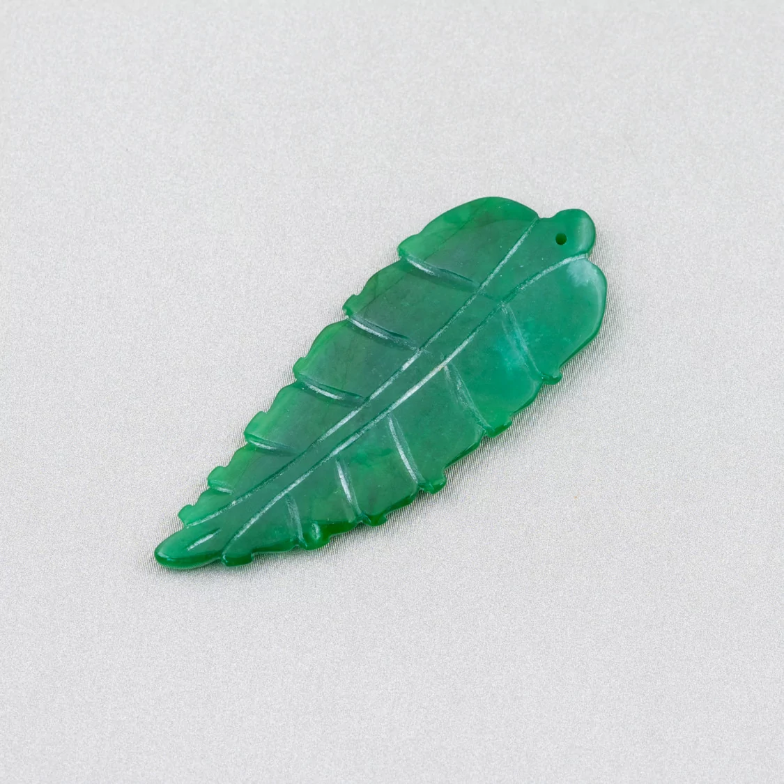 Componente Di Giada Burma Inciso Piastra 3pz Foglia 20x50mm Verde-COMPONENTI DI GIADA BURMA | Worldofjewel.com