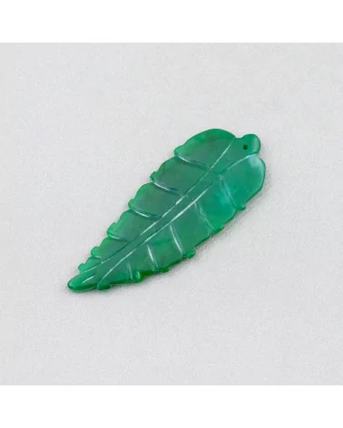 Componente Di Giada Burma Inciso Piastra 3pz Foglia 20x50mm Verde-COMPONENTI DI GIADA BURMA | Worldofjewel.com