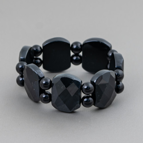 Bracelet barre en onyx à facettes de 24 mm