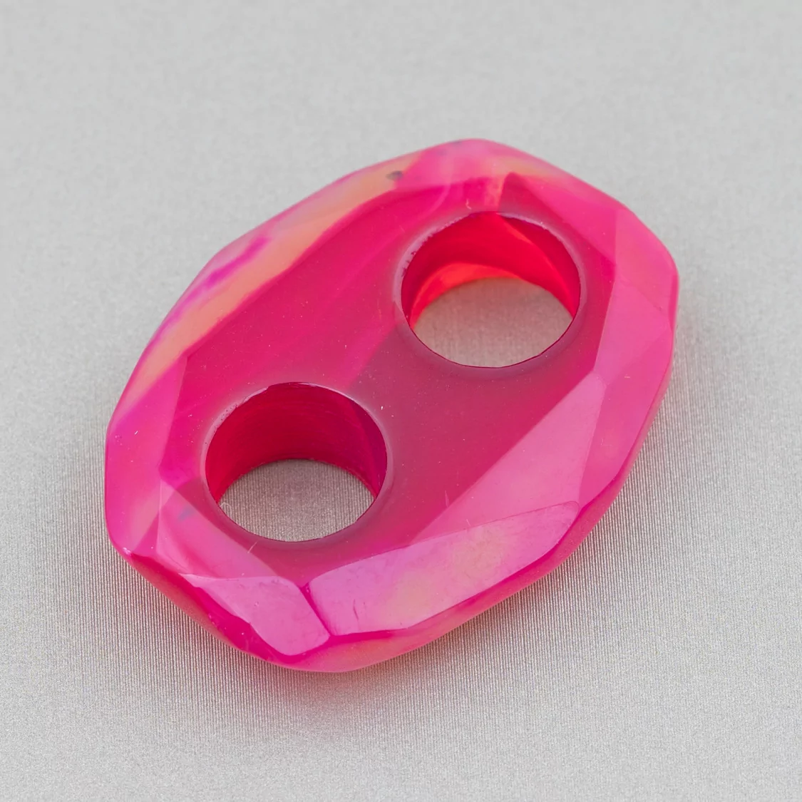 Componente Pendente Ovale Forato Sfaccettato 28x35mm 2pz Agata Fucsia-COMPONENTI DI PIETRE DURE | Worldofjewel.com