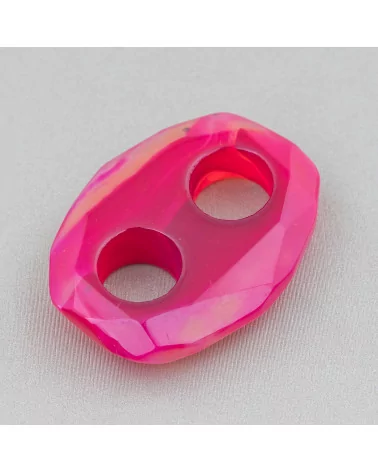 Componente Pendente Ovale Forato Sfaccettato 28x35mm 2pz Agata Fucsia-COMPONENTI DI PIETRE DURE | Worldofjewel.com