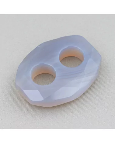 Componente Pendente Ovale Forato Sfaccettato 28x35mm 2pz Agata Grigia-COMPONENTI DI PIETRE DURE | Worldofjewel.com