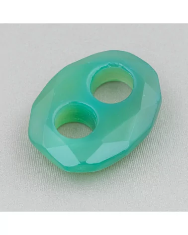 Componente Pendente Ovale Forato Sfaccettato 28x35mm 2pz Agata Verde-COMPONENTI DI PIETRE DURE | Worldofjewel.com