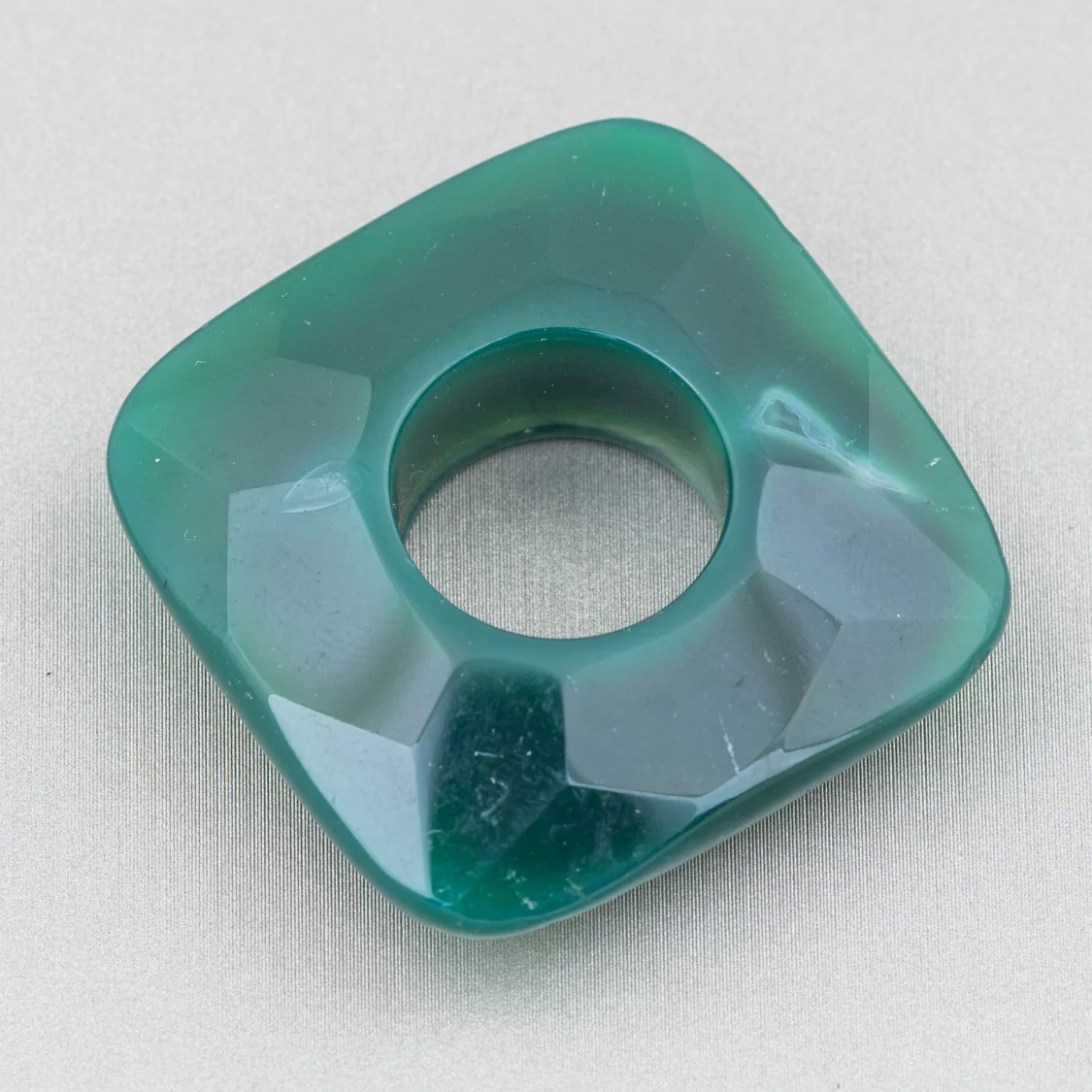 Componente Pendente Quadrato Forato Sfaccettato 45mm 2pz Agata Verde-COMPONENTI DI PIETRE DURE | Worldofjewel.com