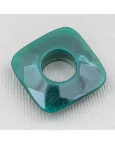 Componente Pendente Quadrato Forato Sfaccettato 45mm 2pz Agata Verde-COMPONENTI DI PIETRE DURE | Worldofjewel.com