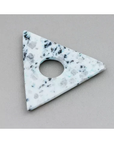 Componente Pendente Triangolo Ondulato Forato 50x50mm Kiwi Jade-COMPONENTI DI PIETRE DURE | Worldofjewel.com