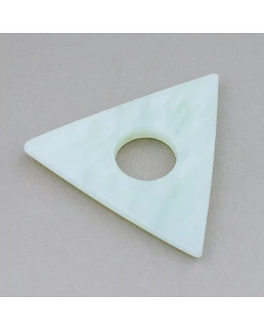 Componente Pendente Triangolo Ondulato Forato 50x50mm New Jade-COMPONENTI DI PIETRE DURE | Worldofjewel.com