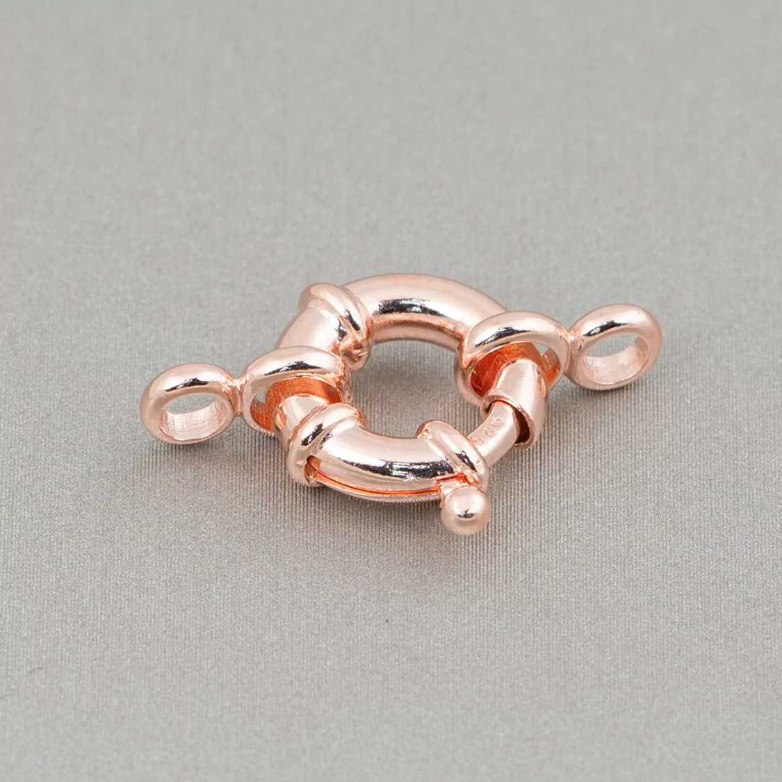 Chiusura Di Argento 925 Anello A Molla 12mm Con Ottino Canna 3mm Esterno 2pz Oro Rosa-CHIUSURE DI ARGENTO | Worldofjewel.com