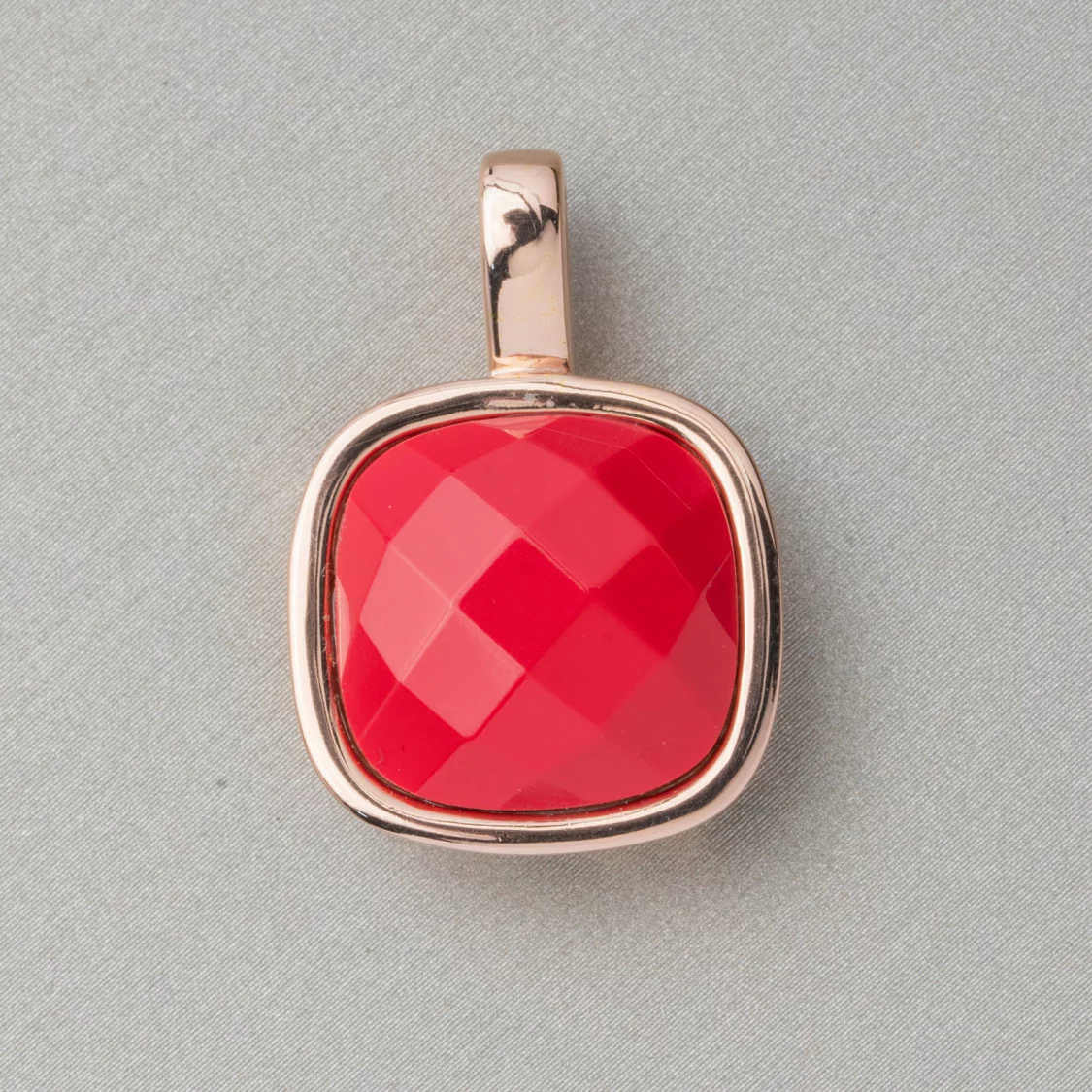 Ciondolo Pendente Di Argento 925 Con Cabochon Rosso Incastonato 19x28mm-ARGENTO 925 DESIGN ITALY | Worldofjewel.com