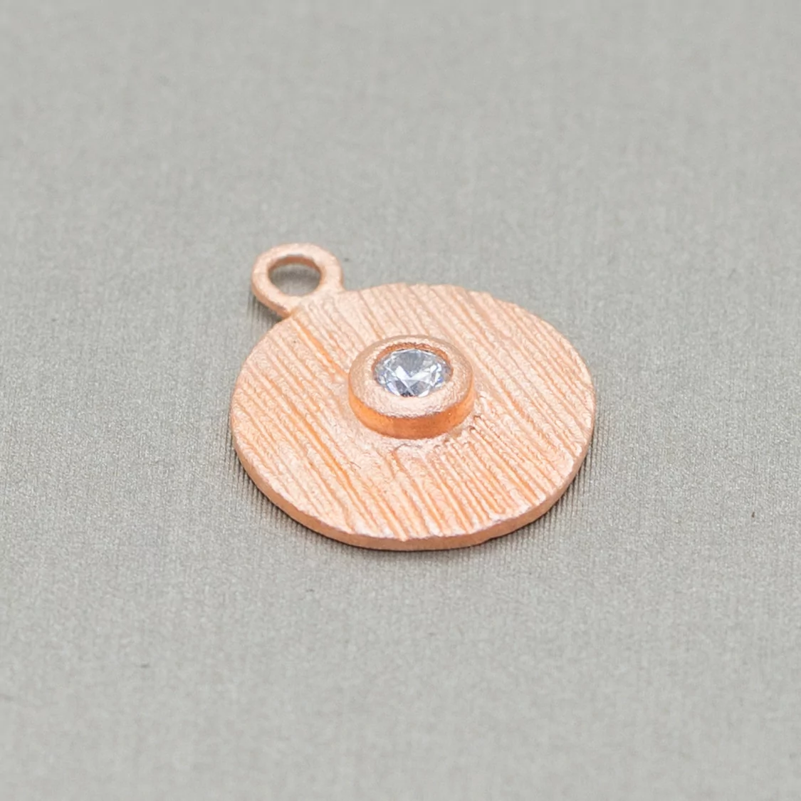 Ciondolo Pendente Di Argento 925 Coin Satinato Con Punto Luce 12x15mm 6pz Oro Rosa-ARGENTO 925 DESIGN ITALY | Worldofjewel.com