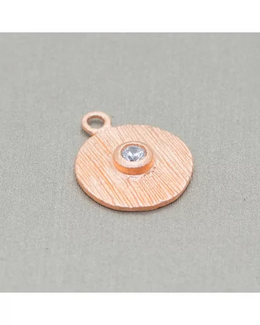 Ciondolo Pendente Di Argento 925 Coin Satinato Con Punto Luce 12x15mm 6pz Oro Rosa-ARGENTO 925 DESIGN ITALY | Worldofjewel.com