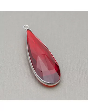 Ciondolo Pendente Di Argento 925 Con Cristalli Zirconia Goccia 14x42mm 2pz Rodiato Rosso-ARGENTO 925 DESIGN ITALY | Worldofjewel.com