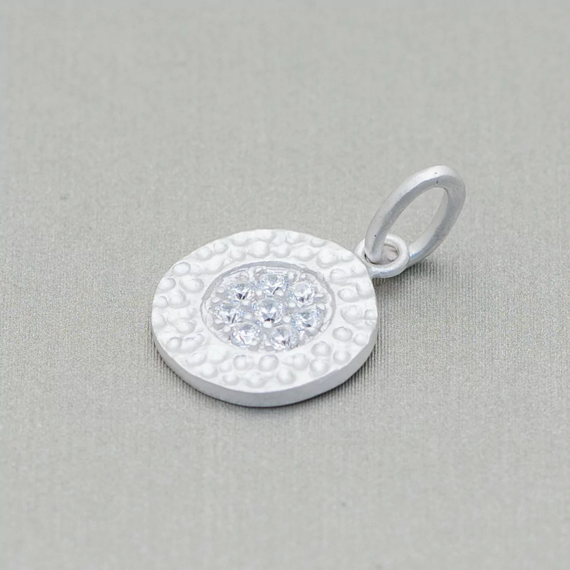 Ciondolo Pendente Di Argento 925 Medaglietta Burattata Con Zirconi 12x20mm 4pz-ARGENTO 925 DESIGN ITALY | Worldofjewel.com