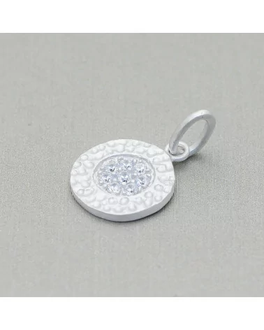 Ciondolo Pendente Di Argento 925 Medaglietta Burattata Con Zirconi 12x20mm 4pz-ARGENTO 925 DESIGN ITALY | Worldofjewel.com