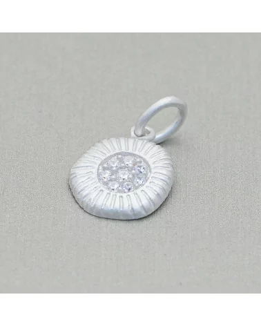 Ciondolo Pendente Di Argento 925 Medaglietta Rigata Con Zirconi 12x20mm 3pz-ARGENTO 925 DESIGN ITALY | Worldofjewel.com