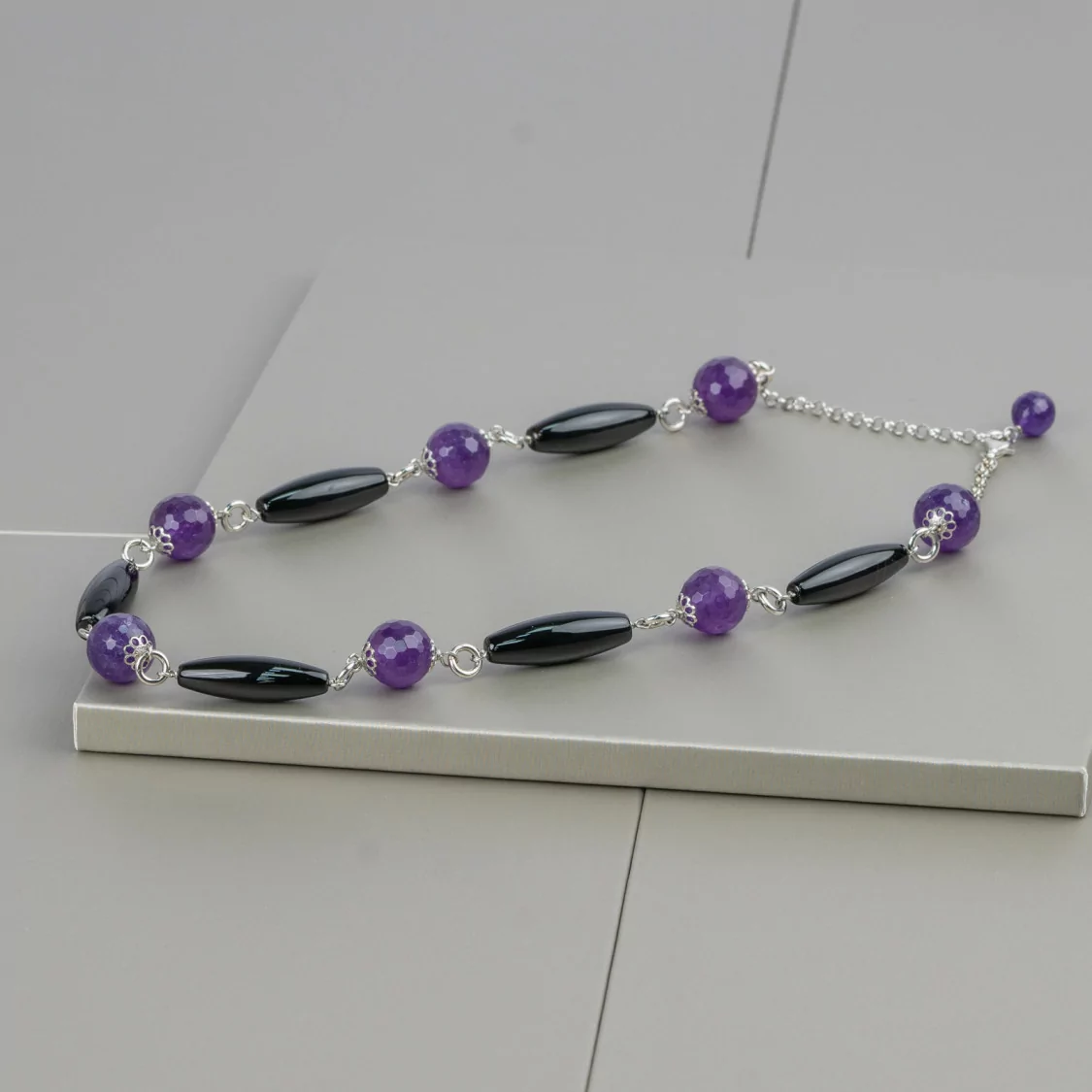 Collana Di Argento 925 Con Onice E Giada Viola-COLLANE DI ARGENTO 925 | Worldofjewel.com