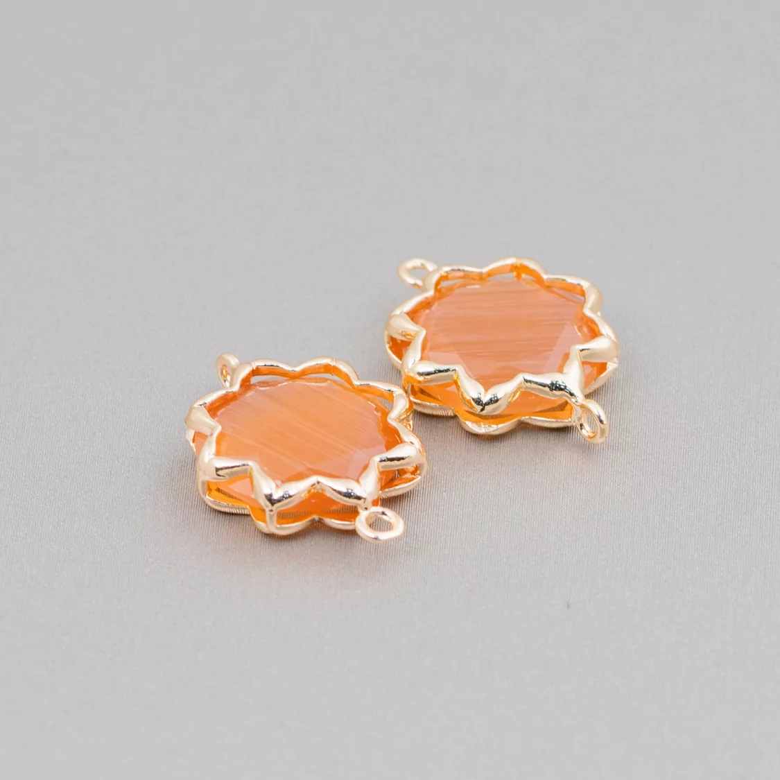 Connettore Componente Di Ottone Con Occhio Di Gatto Stella Del Mattino 16mm 8pz Arancio- STELLA DEL MATTINO | Worldofjewel.com