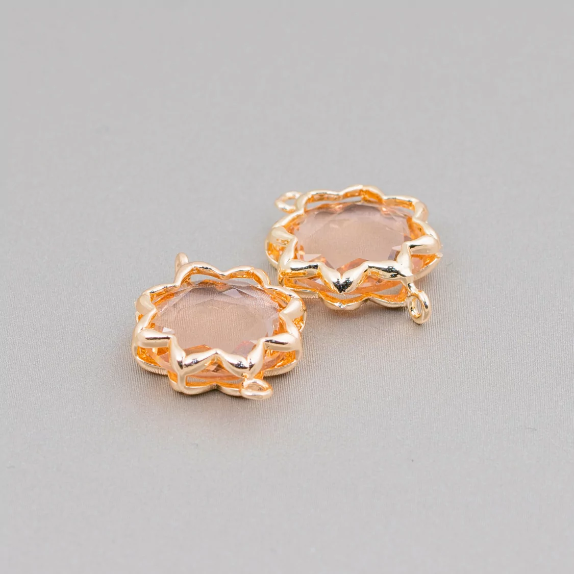 Connettore Componente Di Ottone Con Occhio Di Gatto Stella Del Mattino 16mm 8pz Champagne- STELLA DEL MATTINO | Worldofjewel.com