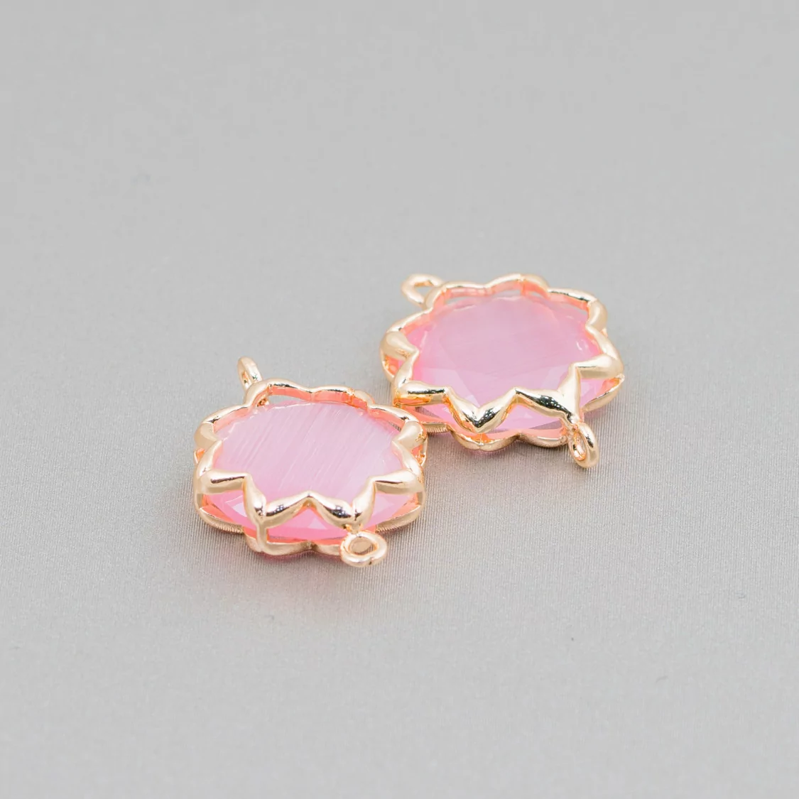 Connettore Componente Di Ottone Con Occhio Di Gatto Stella Del Mattino 16mm 8pz Rosa- STELLA DEL MATTINO | Worldofjewel.com