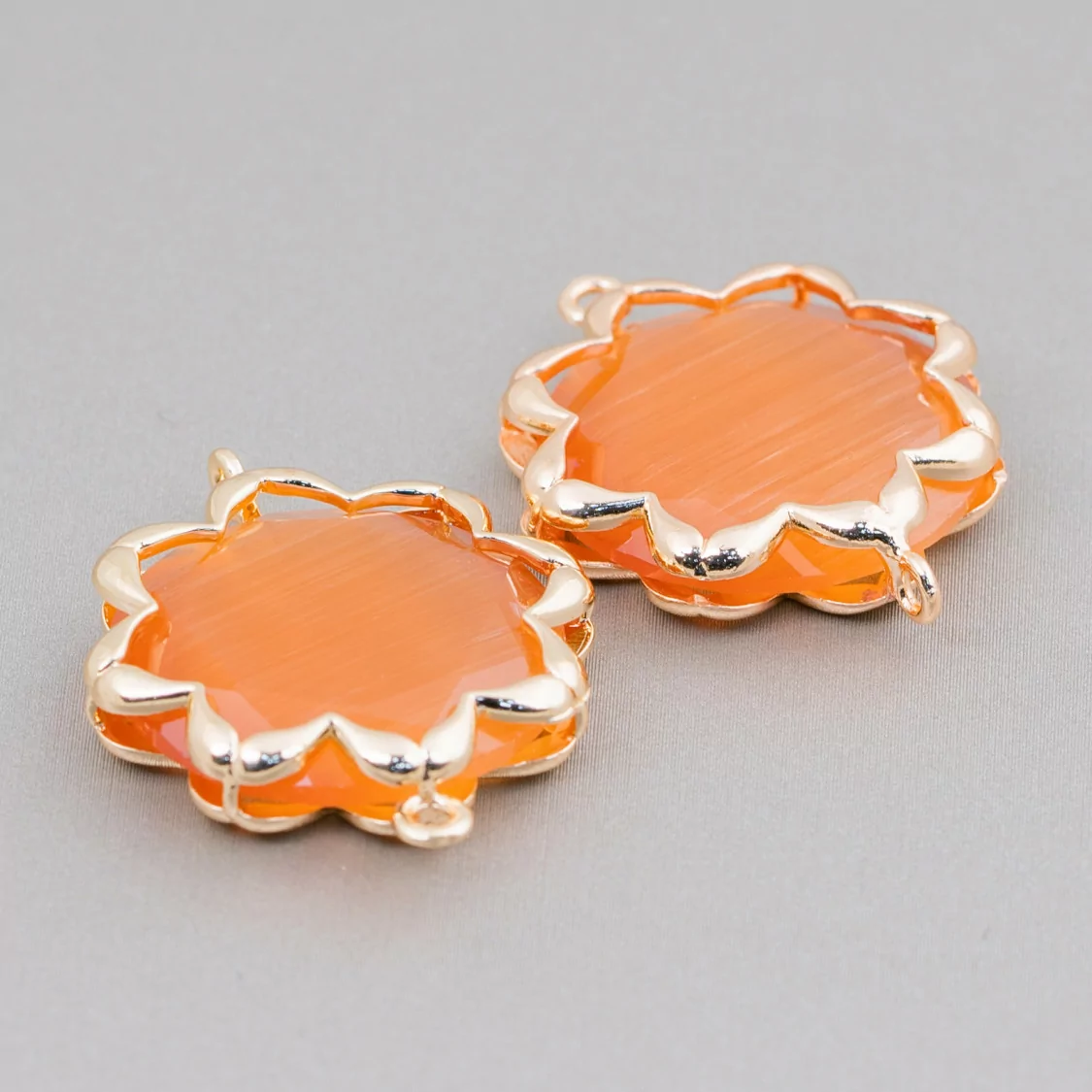 Connettore Componente Di Ottone Con Occhio Di Gatto Stella Del Mattino 25mm 4pz Arancio- STELLA DEL MATTINO | Worldofjewel.com