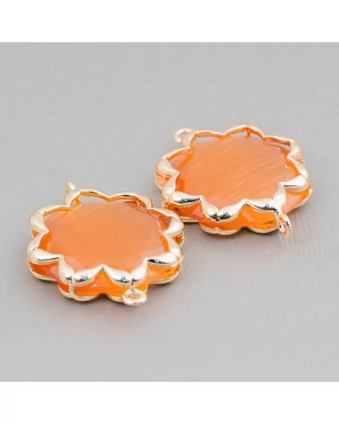 Connettore Componente Di Ottone Con Occhio Di Gatto Stella Del Mattino 25mm 4pz Arancio- STELLA DEL MATTINO | Worldofjewel.com