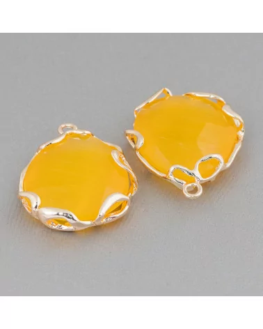 Connettore Componente Di Ottone Irregolare Con Occhio Di Gatto 24mm 4pz Dorato Giallo- STELLA DEL MATTINO | Worldofjewel.com