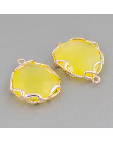 Connettore Componente Di Ottone Irregolare Con Occhio Di Gatto 24mm 4pz Dorato Giallo Chiaro- STELLA DEL MATTINO | Worldofjewel.com