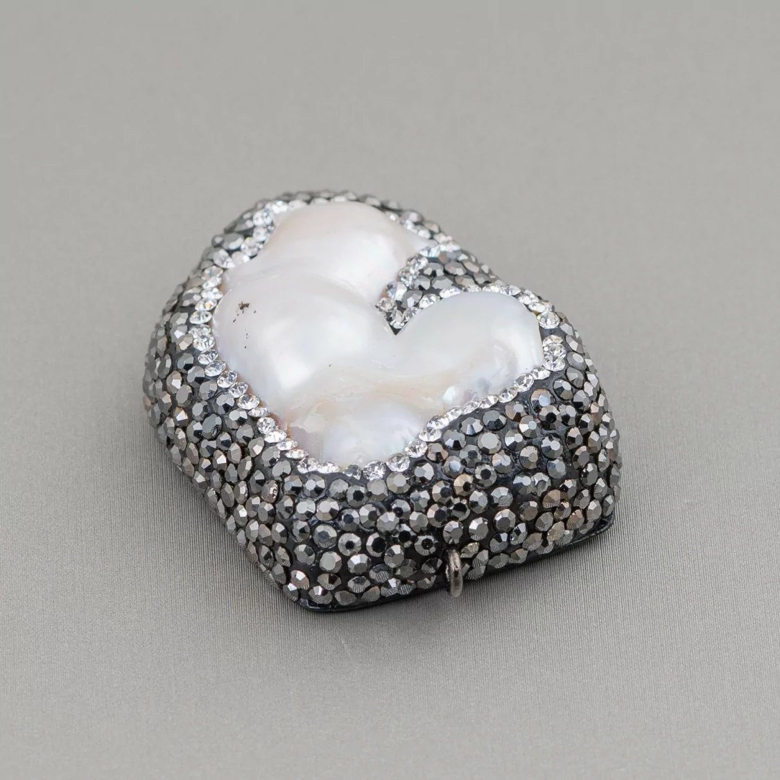 Componente Di Perle Di Fiume Con Strass Marcasite 30x45mm-COMPONENTI DI PIETRE DURE | Worldofjewel.com