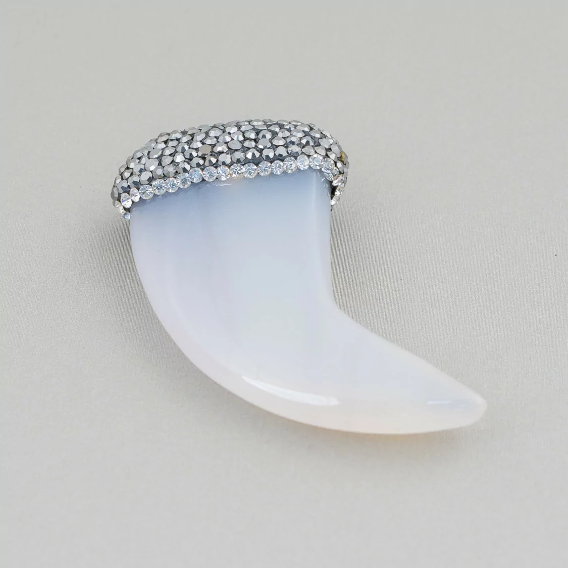 Componente Pendente Di Agata Con Marcasite Strass Cornetto 55mm 1pz MOD6-CIONDOLI DI PIETRE DURE | Worldofjewel.com