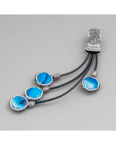 Componente Pendente Di Marcasite Strass Con Perline Di Pietre Dure 110mm 1pz MOD2-COMPONENTI DI SIMILPELLE | Worldofjewel.com