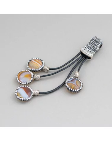 Componente Pendente Di Marcasite Strass Con Perline Di Pietre Dure 110mm 1pz MOD7-COMPONENTI DI SIMILPELLE | Worldofjewel.com