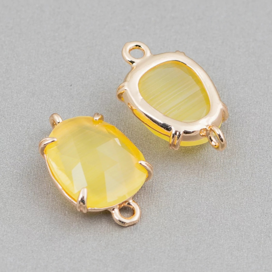 Connettore Componente Di Ottone Con Occhio Di Gatto Sfaccettato 11x17mm 16pz Giallo- MANGO | Worldofjewel.com