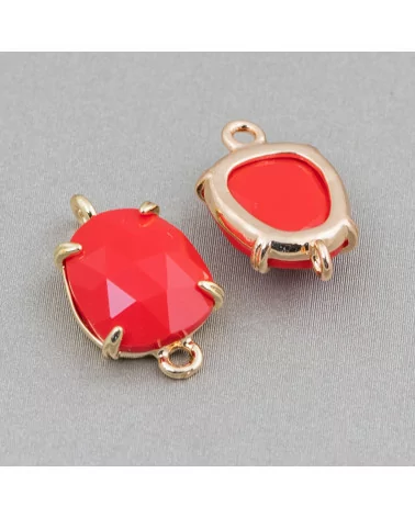 Connettore Componente Di Ottone Con Occhio Di Gatto Sfaccettato 11x17mm 16pz Rosso- MANGO | Worldofjewel.com