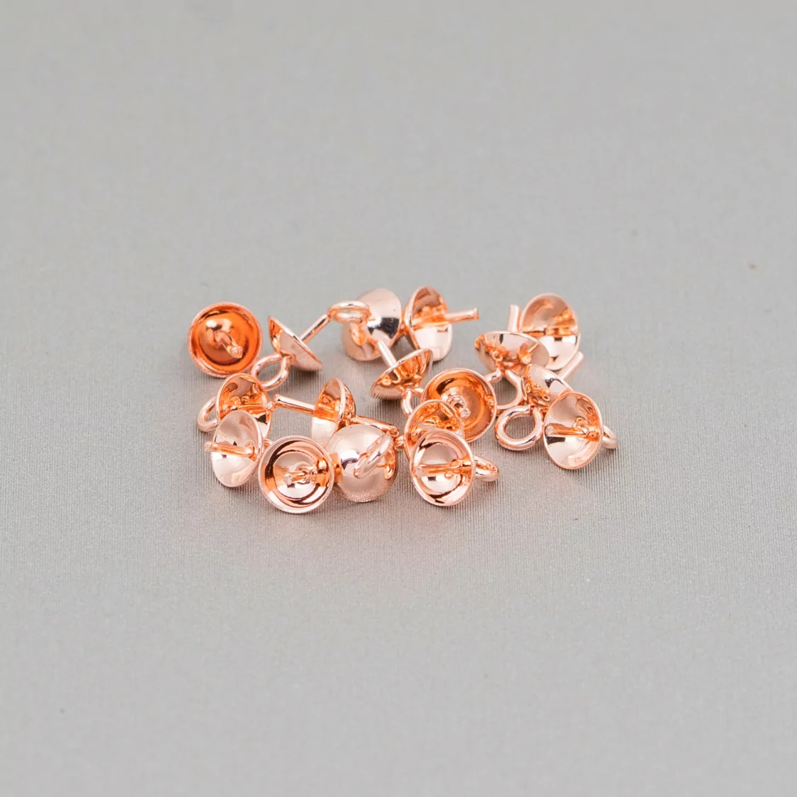 Coppetta Terminale Per Pendenti Di Acciaio Con Anellino 4mm 170pz Circa Oro Rosa-PERNO A COPPETTA | Worldofjewel.com